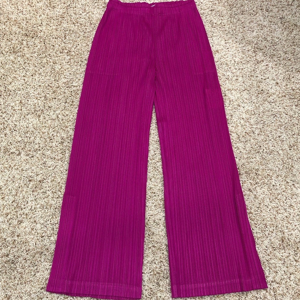 NEW Pleats Please Issey Miyake Pants Magenta Color Size 5 JF144